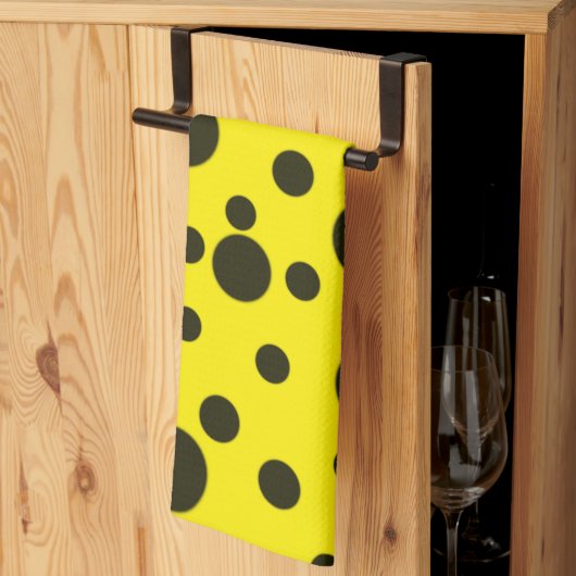 Modern Simple Black polka dot yellow pattern Theedoek (Derde Gevouwen)