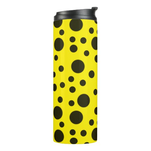 Modern Simple Black polka dot yellow pattern Thermosbeker (Gedraaid links)