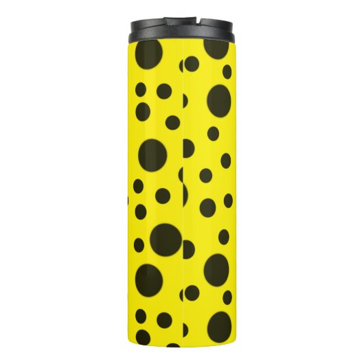 Modern Simple Black polka dot yellow pattern Thermosbeker (Achterkant)