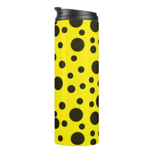 Modern Simple Black polka dot yellow pattern Thermosbeker (Geroteerd rechts)