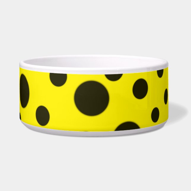 Modern Simple Black polka dot yellow pattern Voerbakje (Voorkant)