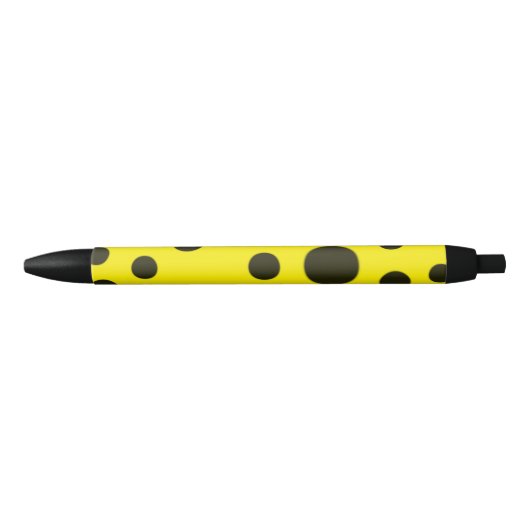 Modern Simple Black polka dot yellow pattern Zwarte Inkt Pen (Voorkant)