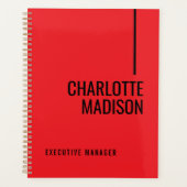 Modern Simple Black Red Minimalist Bold Text Name Planner (Voorkant)