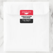 Modern Simple Black Red School Afstuderen Vierkante Sticker (Tas)