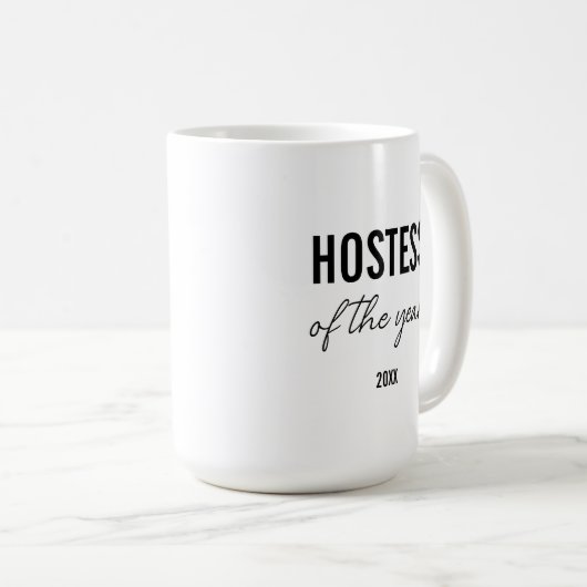 Modern Simple Black Script Personalized Hostess Koffiemok (Voorkant rechts)