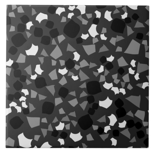 Modern Simple Black Terrazzo White Tegel Tegeltje (Voorkant)