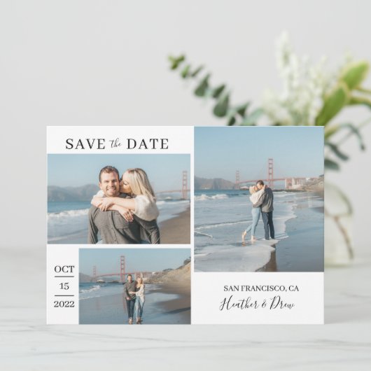 Modern Simple Black Wedding Elegant Save The Date (Staand voorkant)