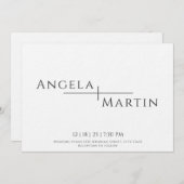 Modern Simple Black Wedding Invitation Kaart (Voorkant / Achterkant)