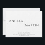 Modern Simple Black Wedding Invitation Kaart<br><div class="desc">Deze moderne minimalistische trouwuitnodigingen van 7 x 5 inch bieden placeholders voor de trouwparen voornamen,  de datum en de tijd,  plaats in zwarte letters op een neutrale achtergrond. De briefpapier keus zal achtergrondkleur bepalen.</div>