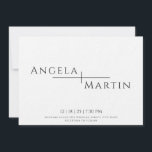 Modern Simple Black Wedding Invitation Kaart<br><div class="desc">Deze moderne minimalistische trouwuitnodigingen van 7 x 5 inch bieden placeholders voor de trouwparen voornamen,  de datum en de tijd,  plaats in zwarte letters op een neutrale achtergrond. De briefpapier keus zal achtergrondkleur bepalen.</div>