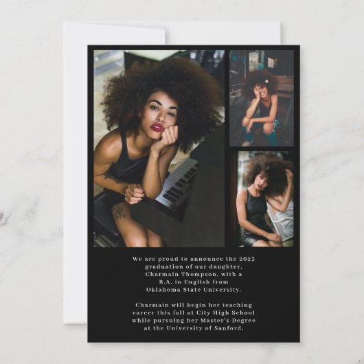 Modern Simple Black & White Arch Photo Afstuderen Kaart (Achterkant)