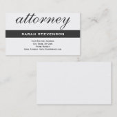 Modern Simple Black White Attorney Visitekaartje (Voorkant / Achterkant)