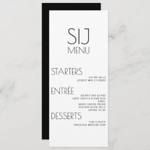 Modern Simple Black White Bold Weddenmenu Feestdagenkaart