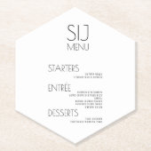 Modern Simple Black White Bold Weddenmenu Kartonnen Onderzetters (Voorkant)