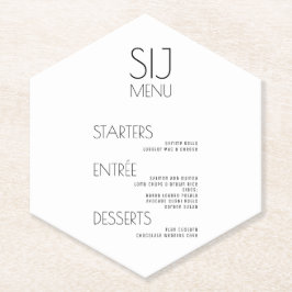 Modern Simple Black White Bold Weddenmenu Kartonnen Onderzetters
