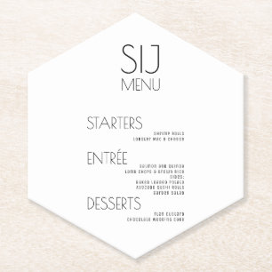 Modern Simple Black White Bold Weddenmenu Kartonnen Onderzetters