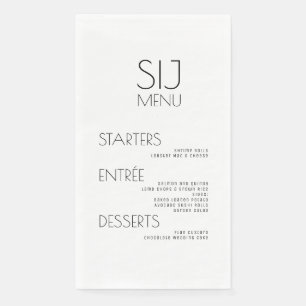 Modern Simple Black White Bold Weddenmenu Servet