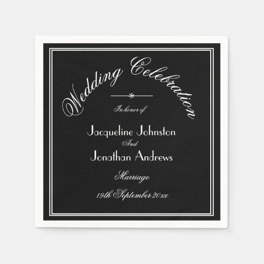 Modern Simple Black & White Custom Wedding Napkins Servet (Voorkant)