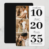 Modern Simple Black White Date Three Photo Wedding Save The Date (Voorkant / Achterkant)