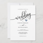 Modern Simple Black White Dusty Blue Heart Weddens Kaart (Voorkant)