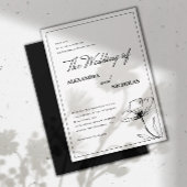 Modern Simple Black White Floral Wedding Kaart