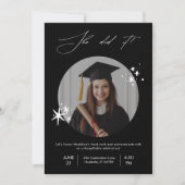 Modern Simple Black White Photo Graduparty Kaart (Voorkant)