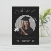 Modern Simple Black White Photo Graduparty Kaart (Staand voorkant)