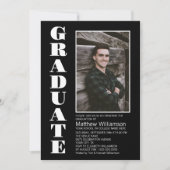 Modern Simple Black White Photo Graduparty Kaart (Voorkant)