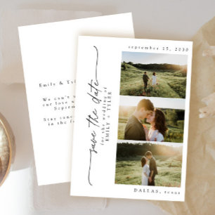 Modern Simple Black & White Photo Wedding Feestdagenkaart