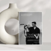 Modern Simple Black & White Photo Wedding Kaart