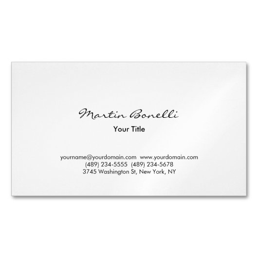 Modern Simple Black & White Professional Magnetisch Visitekaartje (Voorkant)