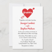 Modern Simple Black, White Red Heart Wedding Kaart (Voorkant)