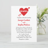 Modern Simple Black, White Red Heart Wedding Kaart (Staand voorkant)