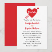 Modern Simple Black, White Red Heart Wedding Kaart (Voorkant / Achterkant)