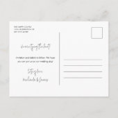 Modern Simple Black White Script 3 Photo Wedding S Aankondigingskaart (Achterkant)