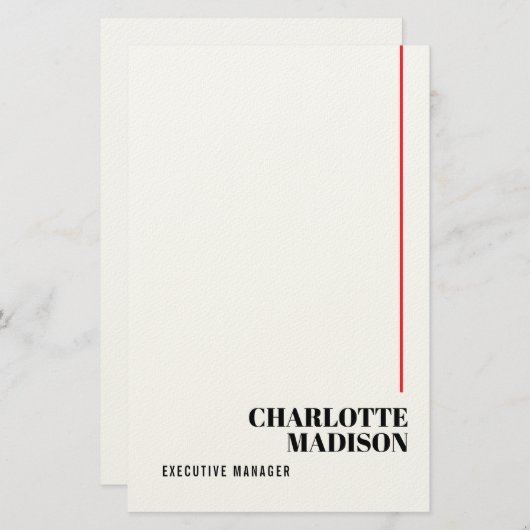 Modern Simple Black White Trendy Minimalist Plain  Briefpapier (Voorkant / Achterkant)