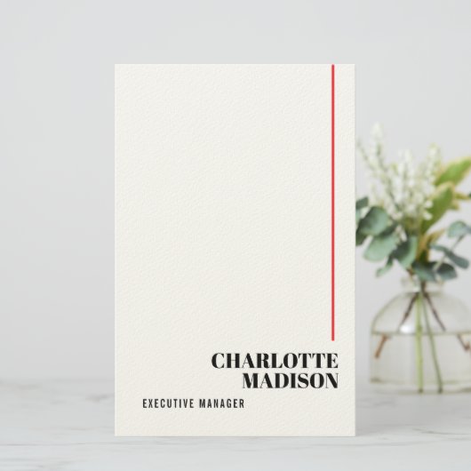 Modern Simple Black White Trendy Minimalist Plain  Briefpapier (Staand voorkant)