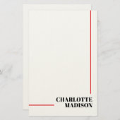 Modern Simple Black White Trendy Minimalist Plain  Briefpapier (Voorkant / Achterkant)