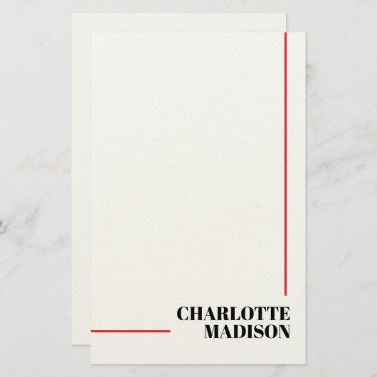 Modern Simple Black White Trendy Minimalist Plain  Briefpapier (Voorkant / Achterkant)