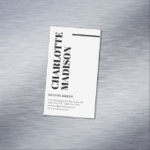 Modern Simple Black White Trendy Minimalist Plain Magnetisch Visitekaartje (Voorbeeld)