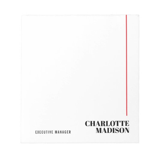 Modern Simple Black White Trendy Minimalist Plain Notitieblok (Voorkant)