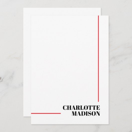 Modern Simple Black White Trendy Minimalist Plain  Notitiekaartje (Voorkant / Achterkant)