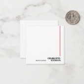 Modern Simple Black White Trendy Minimalist Plain  Notitiekaartje (Voorkant / Achterkant in situ)