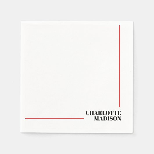 Modern Simple Black White Trendy Minimalist Plain  Servet (Voorkant)