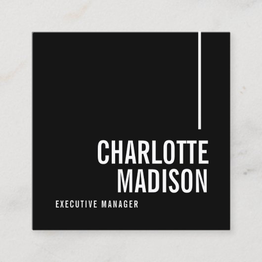 Modern Simple Black White Trendy Minimalist Plain  Vierkante Visitekaartje (Voorkant)