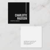 Modern Simple Black White Trendy Minimalist Plain  Vierkante Visitekaartje (Voorkant / Achterkant)