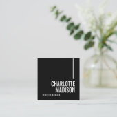 Modern Simple Black White Trendy Minimalist Plain  Vierkante Visitekaartje (Staand voorkant)
