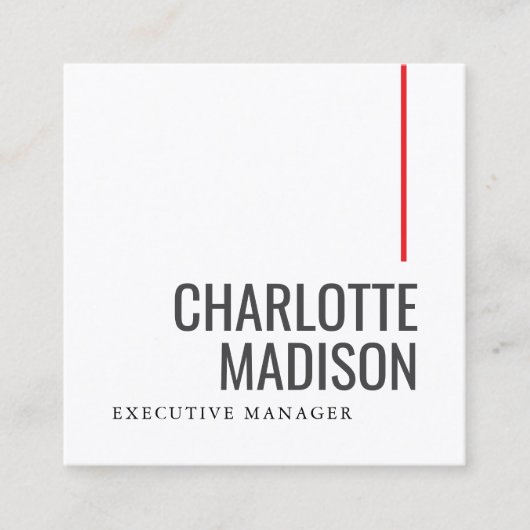 Modern Simple Black White Trendy Minimalist Plain  Vierkante Visitekaartje (Voorkant)