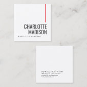 Modern Simple Black White Trendy Minimalist Plain  Vierkante Visitekaartje (Voorkant / Achterkant)