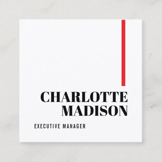 Modern Simple Black White Trendy Minimalist Plain  Vierkante Visitekaartje (Voorkant)